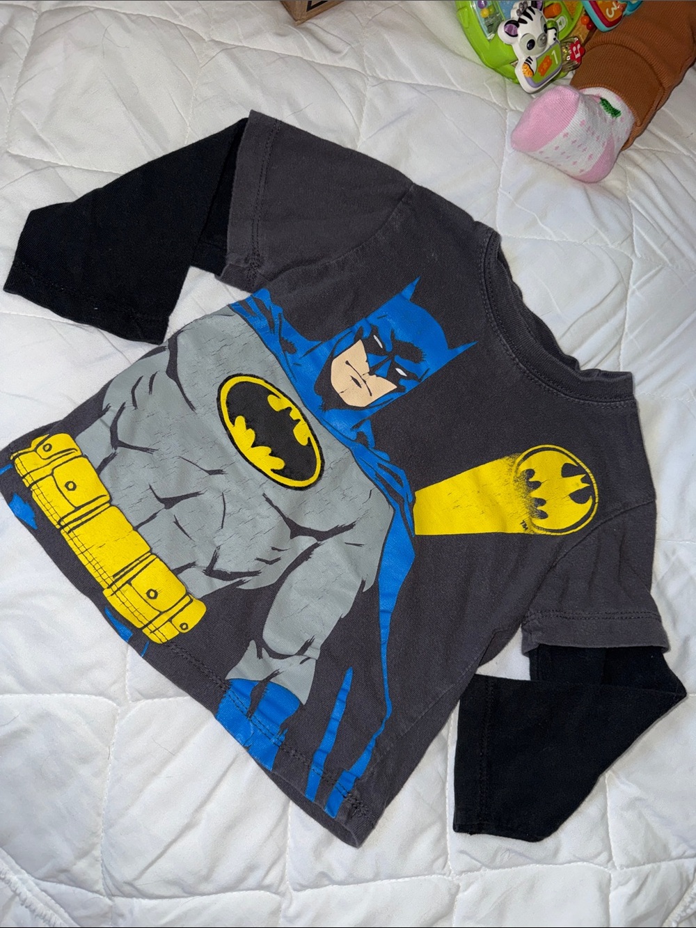 24m vintage Batman Graphic Layered-Look Tee - Black, Gray, Blue, Yellow boys